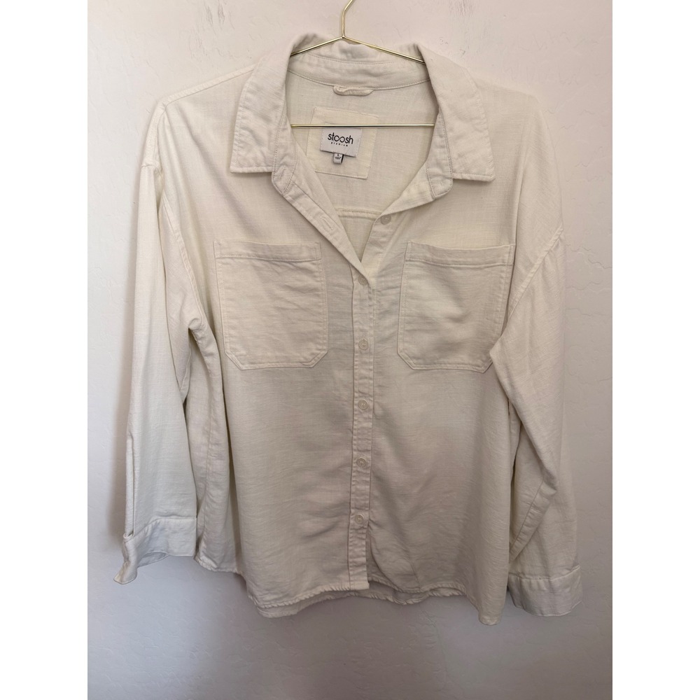 Stoosh Premium Off White Linen Blend Button Down Old Money Minimalist Shirt L